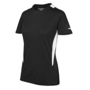 Mizuno Girls Youth Softball Crew Neck  Short Sleeve Jersey Black White NEW Large